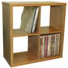 Techstyle Cube 4 Cubby Square Display Shelves / Vinyl Lp Record Storage Oak