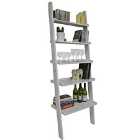 Techstyle Oates Ladder 5 Tier Wall Leaning Storage Shelves Gloss White