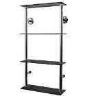 Techstyle Wall Mounted Glass 90 Cd / 60 Dvd Storage Shelves Black / Silver