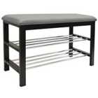 Techstyle Static 2 Tier Shoe Storage Hallway Bench With Padded Seat Black / Grey