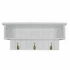 Techstyle New England Wall Mounted Hall Rack With Storage And 3 Coat Hooks White
