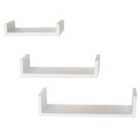Techstyle Melody Wall Mounted Floating Gloss Display Storage Shelves Set Of 3 White