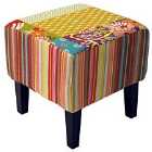 Techstyle Patchwork Shabby Chic Square Padded Footstool