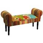 Techstyle Patchwork Shabby Chic Chaise Pouffe Padded Stool / Wood Legs Multi-coloured