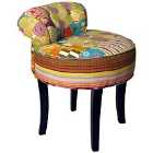 Techstyle Patchwork Shabby Chic Chair Padded Stool / Wood Legs Multi-coloured