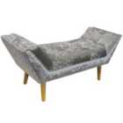 Techstyle Lounge Crushed Velvet Chaise Bench With Wood Legs Silver