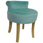 Techstyle Watsons Low Back Chair / Padded Stool With Wood Legs Aqua