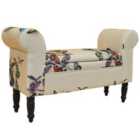 Techstyle Butterfly Storage Ottoman Chaise Pouffe Stool / Wood Legs Cream / Multi