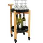 Techstyle Wood Drinks / Tea Trolley Table With 2 Removable Trays Black / Natural