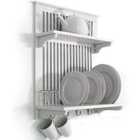 Techstyle Novel Kitchen Plate Bowl Cup Display / Wall Rack Shelves With Hooks White
