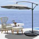 3M Large Rotatable Garden Sun Shade Cantilever Parasol Patio Hanging Banana Umbrella Crank Tilt with Fillable Base, Light Grey