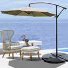 3M Large Rotatable Garden Sun Shade Cantilever Parasol Patio Hanging Banana Umbrella Crank Tilt with Fillable Base, Khaki