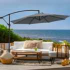Livingandhome 3M Large Garden Cantilever Patio Parasol Sun Shade Banana Umbrella Crank Tilt No Base, Dark Grey
