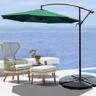 Livingandhome 3M Banana Parasol Patio Umbrella Sun Shade Shelter with Fan Shaped Base, Dark Green