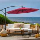 3M Large Garden Hanging Parasol Cantilever Sun Shade Patio Banana Umbrella No Base, Wine Red