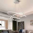 Livingandhome Modern Round 3 Tier Adjustable Linear LED Ceiling Hanging Pendant Light 80CM Cool White