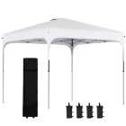 Outsunny Pop Up Gazebo Foldable w/ Wheeled Carry Bag & 4 Weight Bags, White