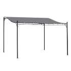 Outsunny 4 x 3M Wall Mounted Awning Free Stand Canopy Shade Porch Pergola Grey