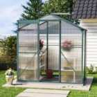6 x 4 ft Polycarbonate Greenhouse Aluminium Frame Garden Green House with Base Foundation,Green
