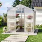 Polycarbonate Greenhouse Aluminium Frame Walk In Garden Green House with Window Open Silver 6x6 ft