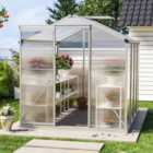 Polycarbonate Greenhouse Aluminium Frame Walk In Garden Green House with Base Foundation,Silver 8x6 ft