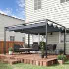 Outsunny 4 x 3m Metal Pergola Gazebo Patio Sun Shelter Retractable Canopy Grey