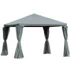 Outsunny 3(m) Outdoor Gazebo Canopy Party Tent Aluminum Frame with Sidewalls