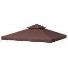 Outsunny 3(m) 2 Tier Garden Gazebo Top Cover Replacement Canopy Roof Coffee