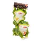 GardenKraft 10979 Frogs With Welcome Sign Garden Ornament