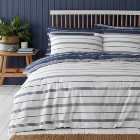 Falmouth Navy Striped Reversible Duvet Cover and Pillowcase Set