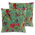 Paoletti Paradise Twin Pack Polyester Filled Cushions Aqua