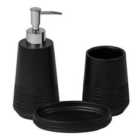 Strata Black Resin 3 Piece Bathroom Accessory Set