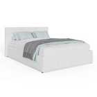 Side Lift Ottoman Bed Double Faux Leather White