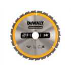 DeWALT DT1952 Stationary Construction Circular Saw Blade 216 x 30mm x 24T