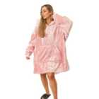 Sienna Crushed Velvet Hoodie Blanket Giant Sweatshirt, Blush Pink - One Size