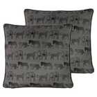 Evans Lichfield Savanna Repeat Twin Pack Polyester Filled Cushions Steel 50 x 50cm