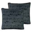 Evans Lichfield Savanna Repeat Twin Pack Polyester Filled Cushions Petrol 50 x 50cm