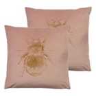 Evans Lichfield Nectar Bee Twin Pack Polyester Filled Cushions Powder