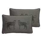 Evans Lichfield Savanna Leopards Twin Pack Polyester Filled Cushions Steel 30 x 50cm