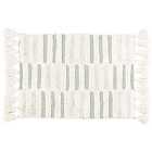 The Linen Yard Tassel Stitch Woven Cotton Anti-slip Bath Mat Sage/Ivory