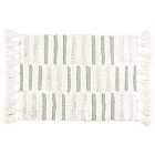 The Linen Yard Tassel Stitch Woven Cotton Anti-slip Bath Mat Green/Ivory