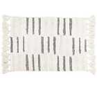 The Linen Yard Tassel Stitch Woven Cotton Anti-slip Bath Mat Charcoal/Ivory