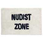 Furn. Nudist Zone Slogan Cotton Tufted Anti-slip Bath Mat Ivory/Charcoal