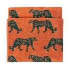 Furn. Leopard Cotton Jacquard Bath Towel Orange