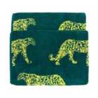 Furn. Leopard Cotton Jacquard Hand Towel Teal