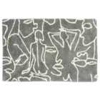 Furn. Everybody Abstract Knitted Cotton Anti-slip Bath Mat Grey/Ivory