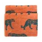 Furn. Leopard Cotton Jacquard Hand Towel Orange