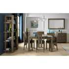 Cannes Dark Oak Small End Extension Table & 4 Slatted Chairs Distressed Bonded Leather