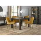 Cannes Dark Oak 4-6 Seater Dining Table & 4 Mustard Chairs