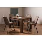 Cannes Dark Oak 4-6 Seater Dining Table & 4 Fontana Tan Faux Suede Fabric Chairs Black Legs